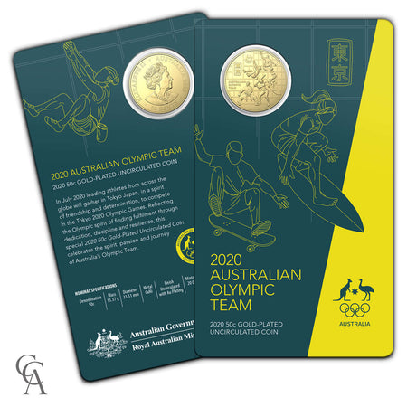 2020 50 Cent Gold Plated Australian Olympic Team Coin